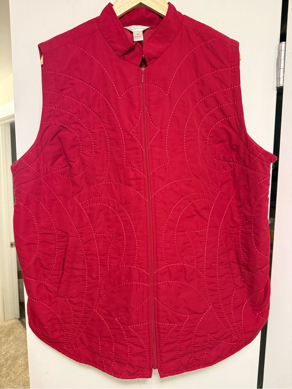 C.J. Banks Christopher & Banks 3X Red Quilted Zip Front Vest